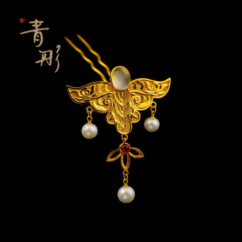 钗錾刻云肩发簪小众设计唐代古风汉服头饰日常小发簪唐风抹额饰品