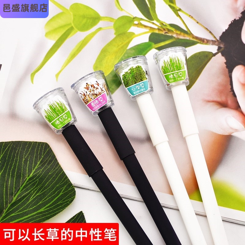 会开花的铅笔新品创意可以长草的植物种子中性笔 迷你盆栽笔学生