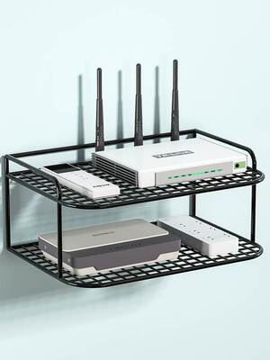墙上置物架墙壁路由器收纳盒机顶盒挂墙放置架免打孔盒子wifi宽带