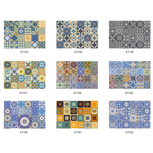 彩色花纹楼梯瓷砖贴家居遮丑美化装饰自贴diy不伤墙贴纸画防油水