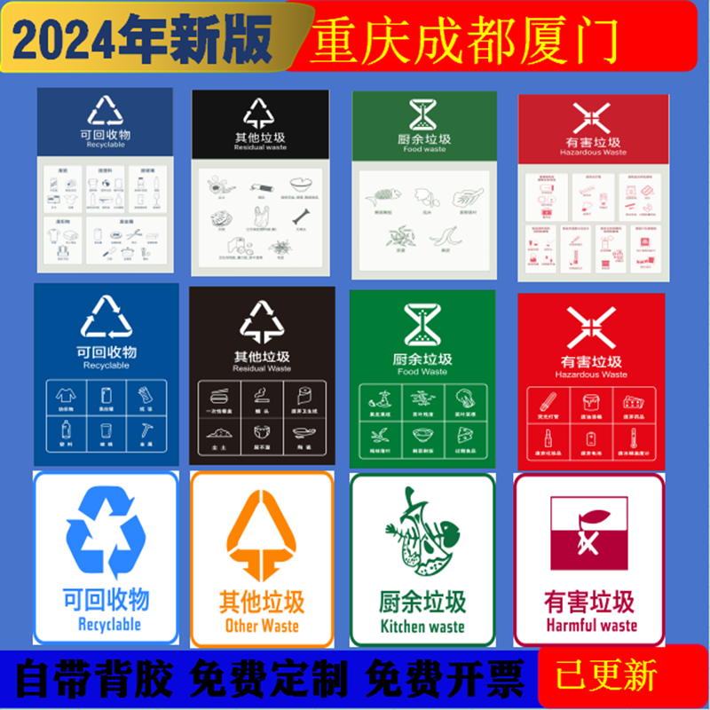 海报墙贴垃圾分类纸学校幼儿园