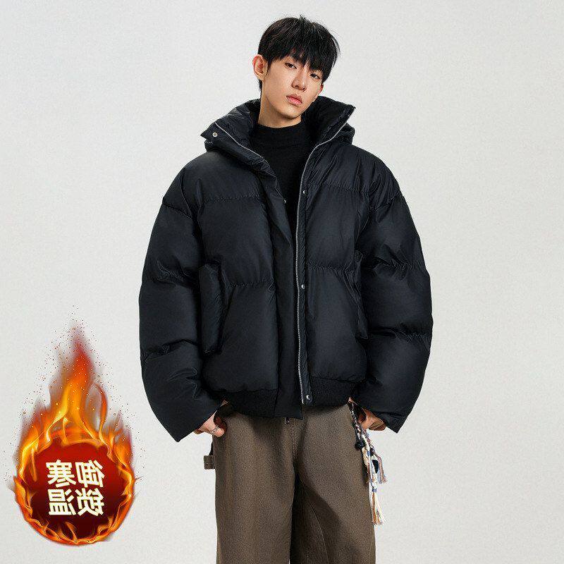 男服美式可拆卸毛领加厚外套面包