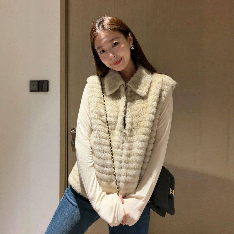 2环保外套云层水皮毛软秋冬貂皮糯翻领高级感一体女毛毛草马马甲2