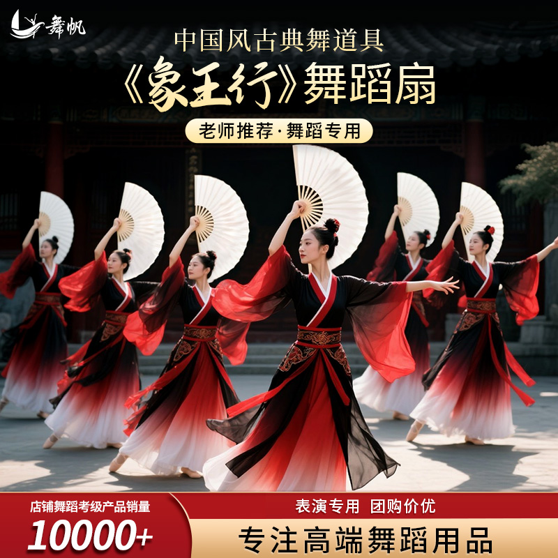 象王行舞蹈专用扇子双面白