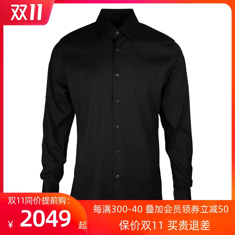 Prada/普拉达男士棉长袖衬衫黑色宽松百搭UCM608-F62-F0002