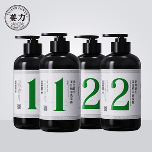 姜力洗发水生姜1号洗发露2瓶装 润发乳去屑控油 2号护发素2瓶装