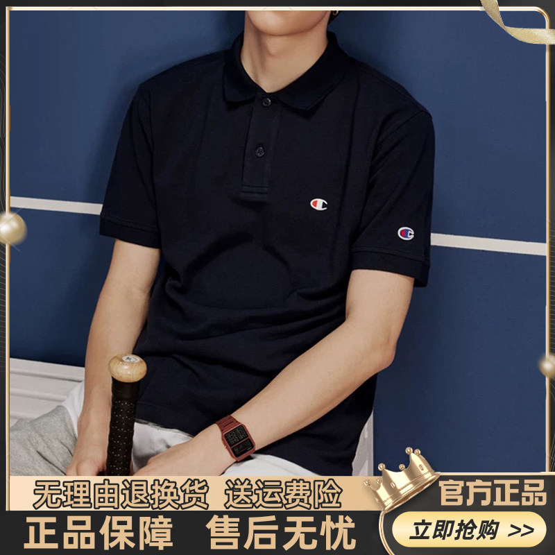 夏季日版冠军刺绣POLO衫男纯棉针织大码宽松女翻领短袖T恤上衣潮