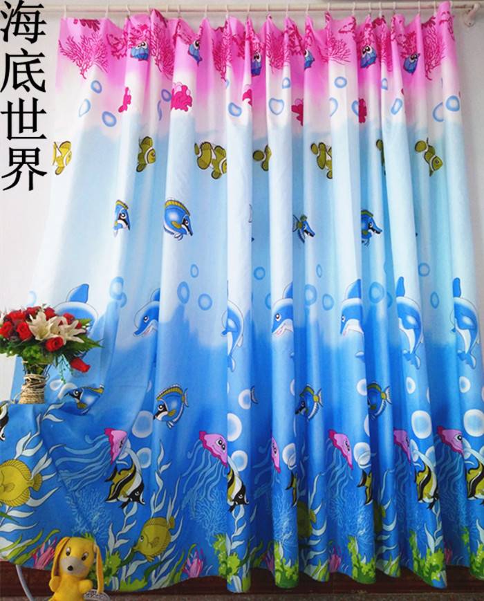 家用轨道卷帘扣环遮光布少女客厅普通窗帘布卧室出租房飘窗挂钩式