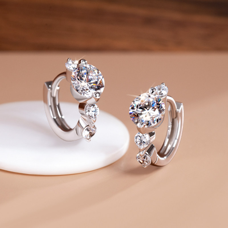 原创设计925纯银满钻耳圈高级感