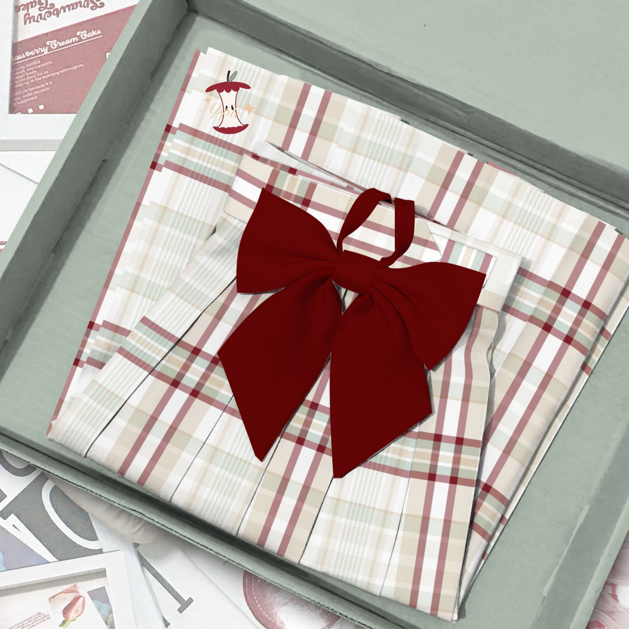 筱悠【苹果派】原创正版刺绣jk格裙日系可爱学院风百褶裙制服短裙