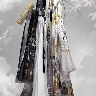 汉服改良明制披风男女款交领直裾国风大典走秀春夏水墨风超级印花