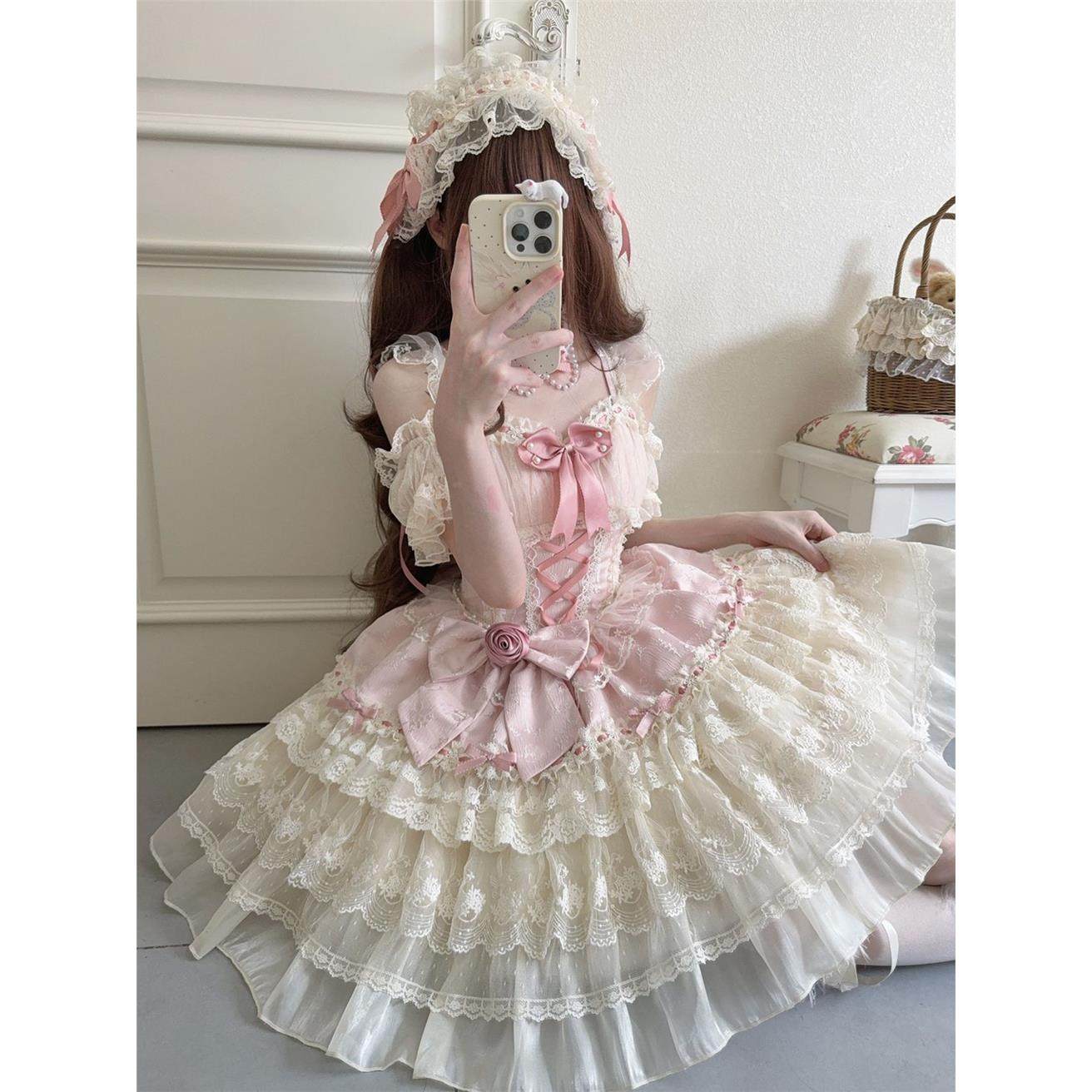 白茶少女~原创设计Lolita洋装芭蕾风jsk吊带连衣裙女,模玩/动漫/周边/娃圈三坑/桌游,lolita洛丽塔/软妹装/洋装,淘宝优惠券,粉丝福利购,淘宝优惠卷