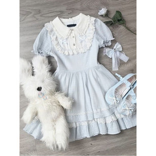 水色doll感洋娃娃收腰显瘦甜美可爱Lolita裙罗莉塔娃娃裙学院风