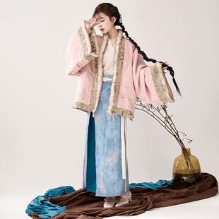 钱多多 冬款 原创改良汉服新中式 织金加绒旋裙套装 貉袖 五号工坊