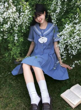 一封信【水方晴】水色水手服蓝色JK制服校供感学院风套装