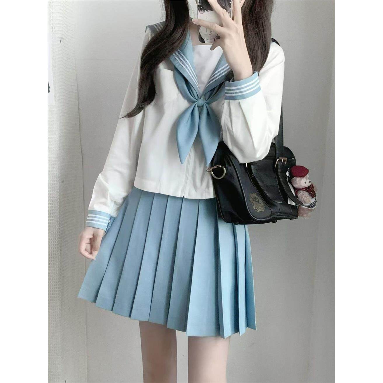小丢家原创正版JK制服淡蓝三本女生长短袖水手服学生短裙套装班服