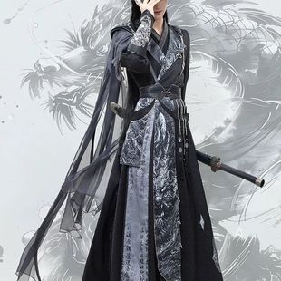 刺绣 男女同款 问夜改良原创武侠风劲装 秋冬江湖侠客古风汉服套装