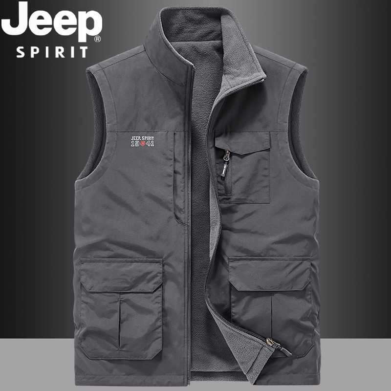 吉普秋冬新款双面穿摇粒绒马甲工装加绒保暖多袋背心马夹外套,男装,常规马甲,淘宝优惠券,粉丝福利购,淘宝优惠卷