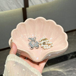 ins风贝壳首饰盒梳妆台饰品耳环戒指手饰品首饰桌面收纳盒高级感