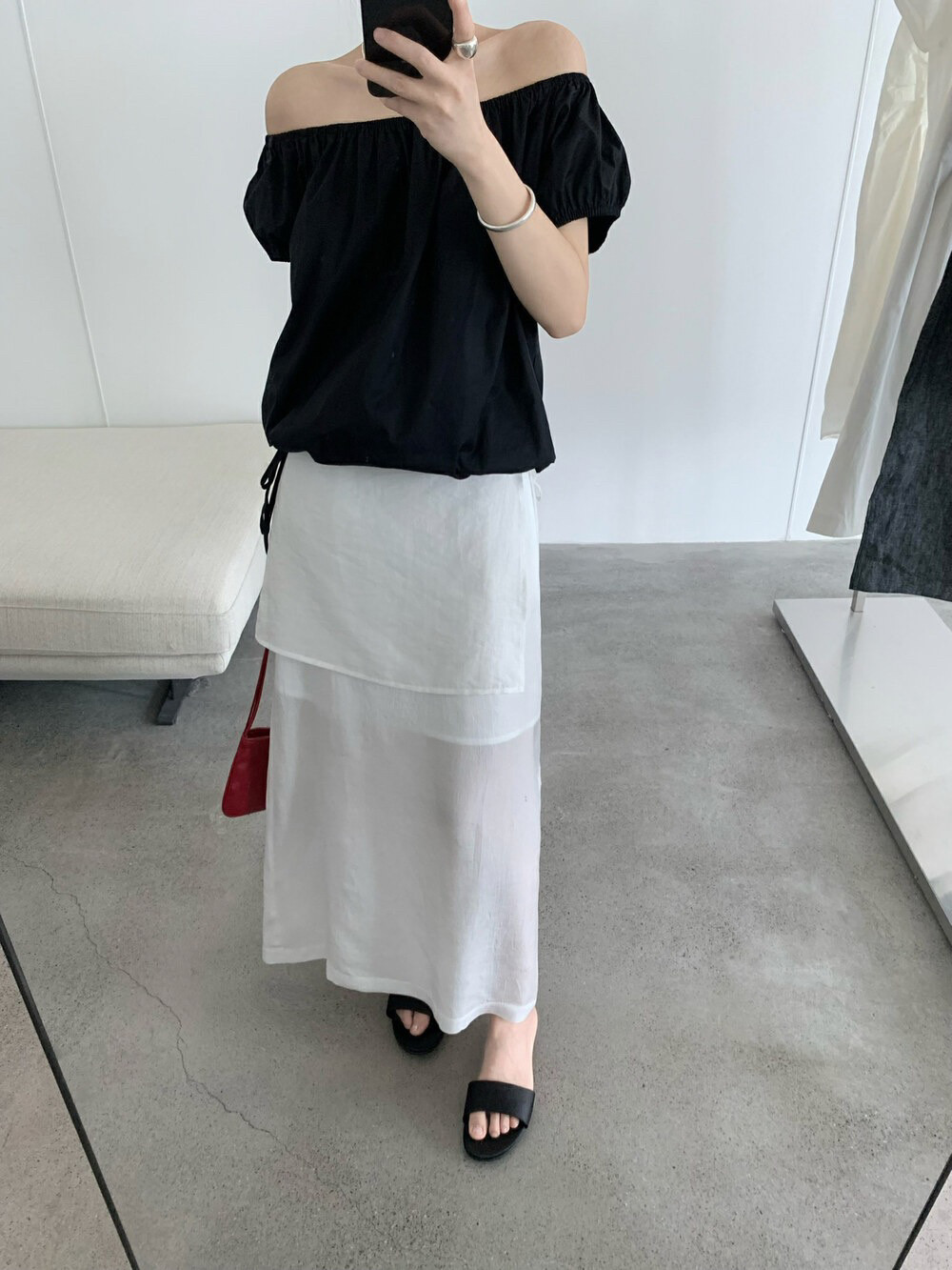 T.G2025新款女装垂坠气质叠穿屁帘两件套包臀半身裙配屁帘24946