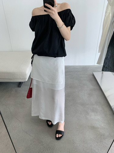 T.G2025新款女装垂坠气质叠穿屁帘两件套包臀半身裙配屁帘24946