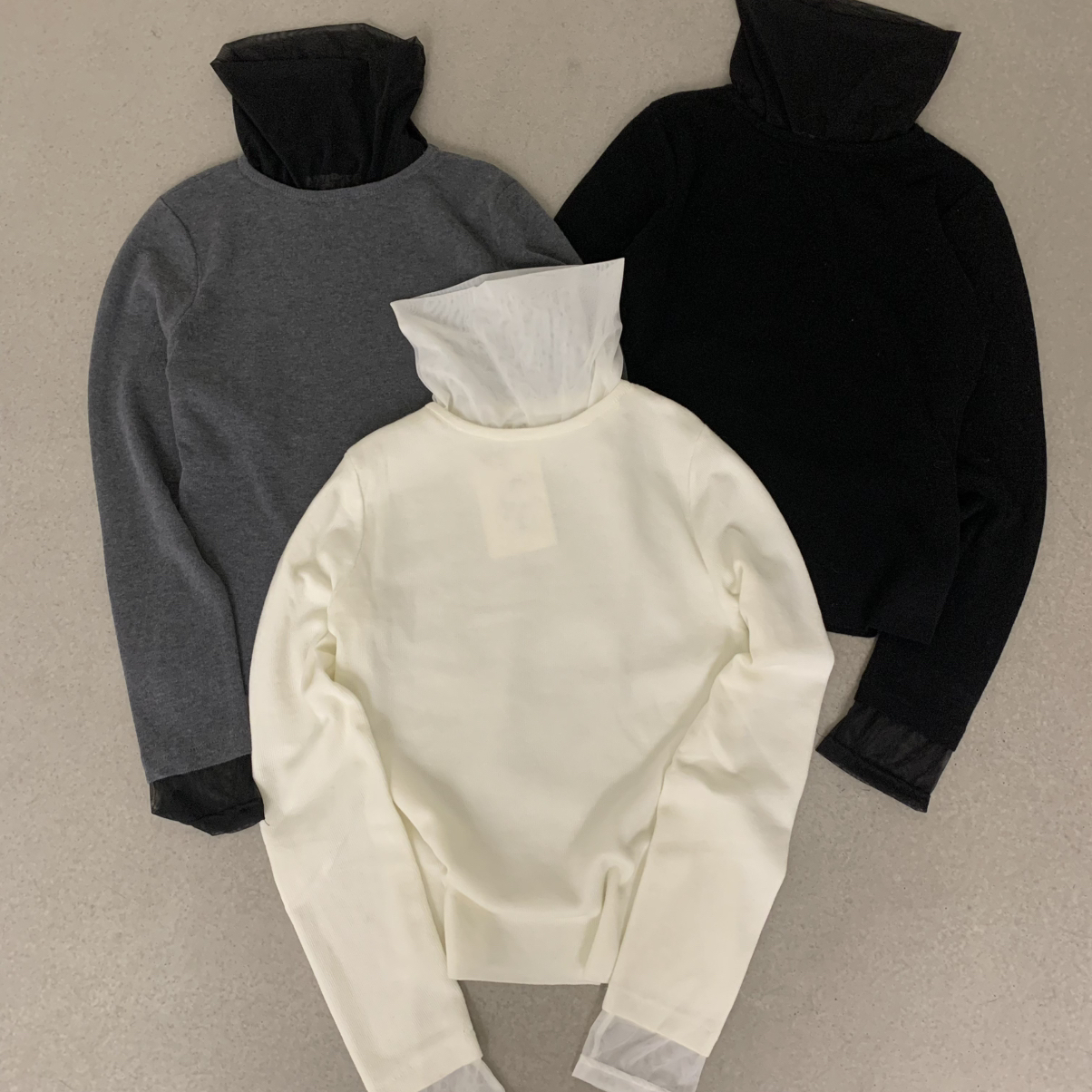 韩系简约基础百搭蕾丝拼接长袖打底衫（含30羊毛）