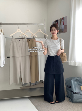 SAILORMOON -26年早春韩系假两件设计感宽松阔腿裤休闲裤
