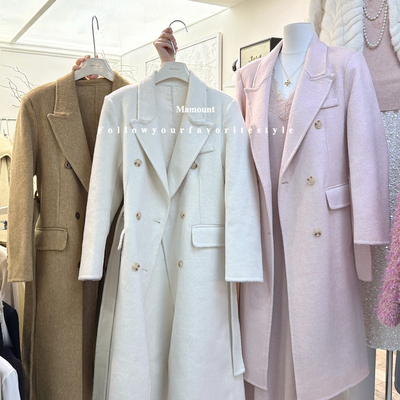 冬上新巨显瘦正肩双面羊绒百搭长款外套大衣(配腰绳)不退不换