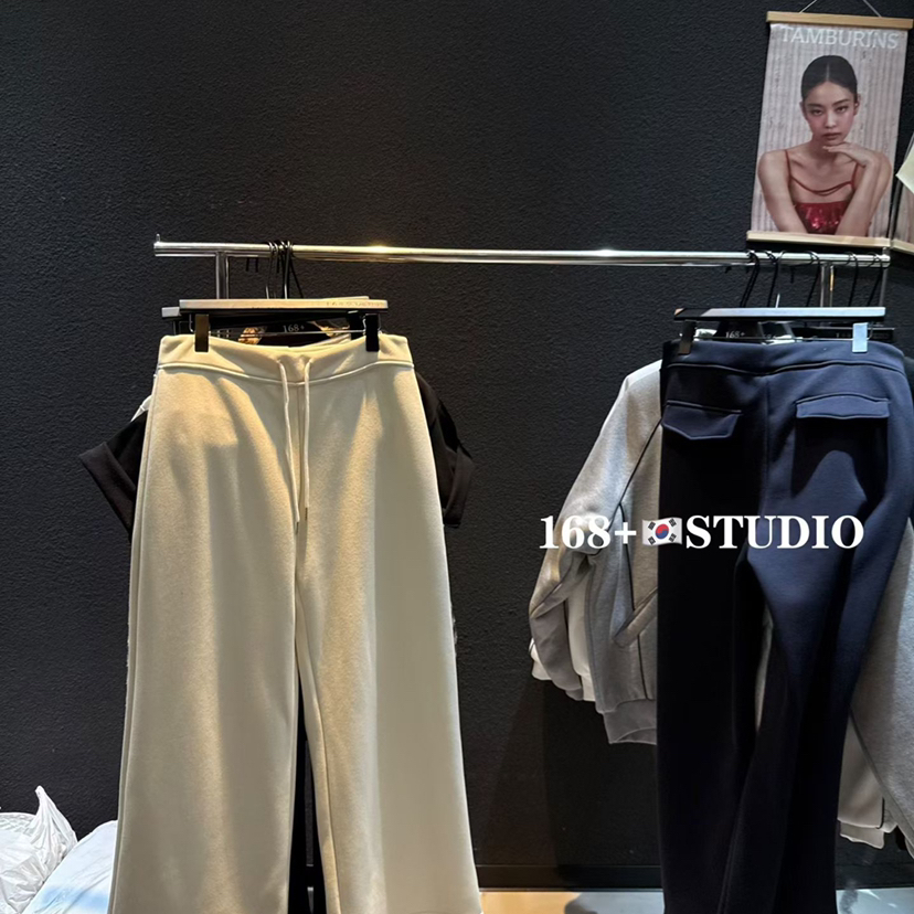 韩系极简时尚百搭加绒显瘦休闲裤