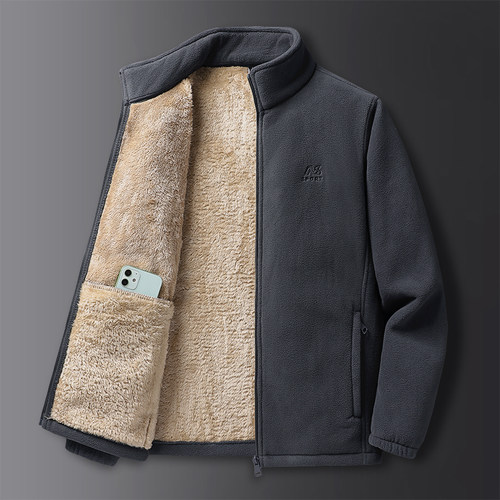 摇粒绒外套男冬季加绒潮流百搭