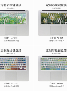 世界名画油画笔记本彩绘硅胶键盘膜适用苹果MacBookAir13M2版Pro13 14 A2681 2442 2485 2338 2338电脑防尘罩