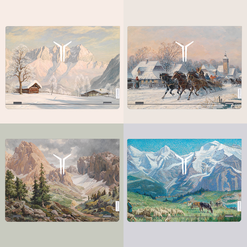 联想风景油画不留胶笔记本贴膜