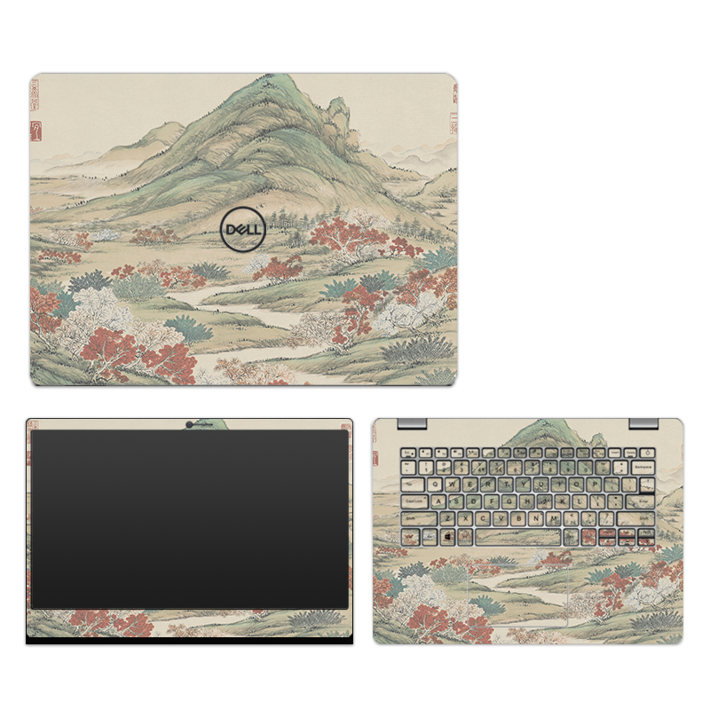 戴尔笔记本贴膜国风水墨山水画使用灵越13Pro5310 inspiron5493 5370成就3500游匣G155510 G3 G55500电脑贴纸