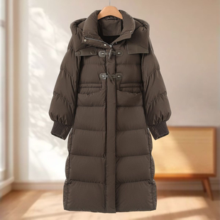 【蔻】针织拼接袖内腰抽绳连帽泡芙羽绒服676~冬季新款女装