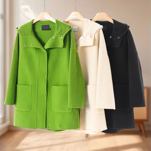 冬装 默 不规则摆连帽双面呢大衣621 100绵羊毛 专柜1999