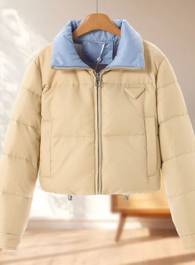 专柜2699鹅绒服【欧弟N】冬装 拼色立领饱满蓬松短羽绒服702