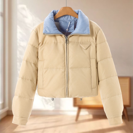 专柜2699鹅绒服【欧弟N】冬装 拼色立领饱满蓬松短羽绒服702