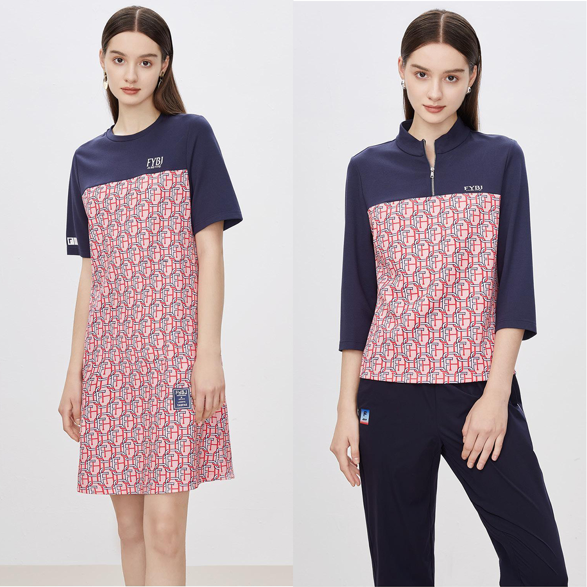 【逸】 字母套头小衫+港味娴熟连衣裙组合503~秋季新款女装