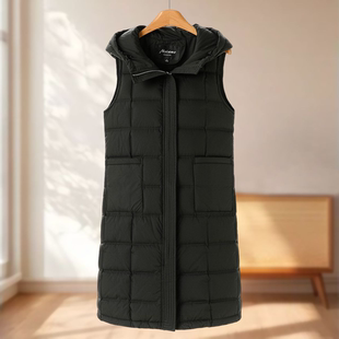 直筒过膝保暖连帽马甲羽绒服322 冬装 专柜999 漠