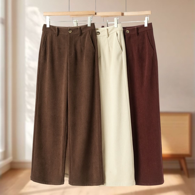 专柜499【妍B】冬装 宽脚舒适加绒保暖灯芯绒阔腿裤929