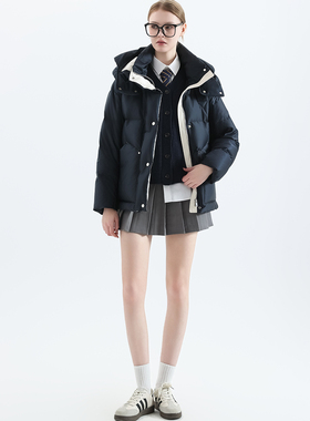 专柜3399 鹅绒服【弟】25冬装 重磅加厚面包服拆卸连帽羽绒服170