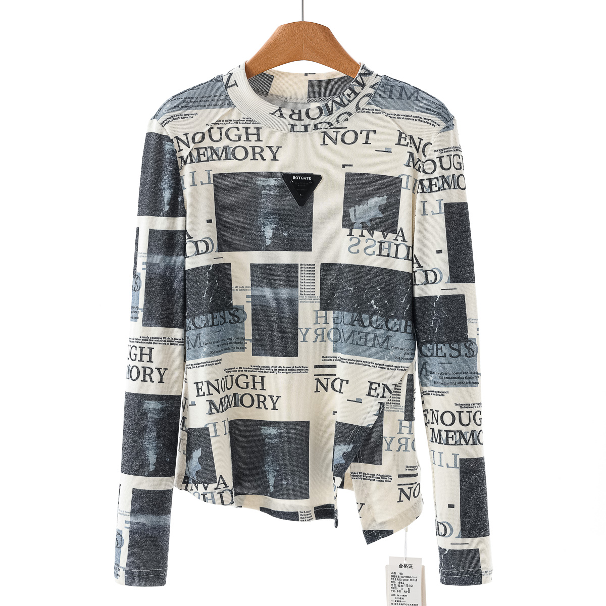 专柜369 96%粘纤【希】秋装 圆领套头字母拼色长袖冰丝T恤902