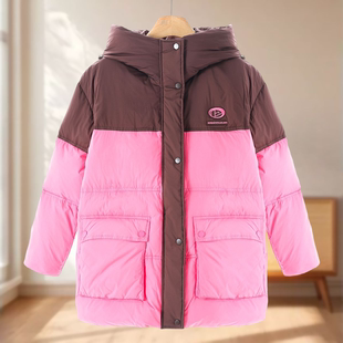 镶拼撞色蓬松饱满连帽羽绒服663 冬装 专柜1899 默