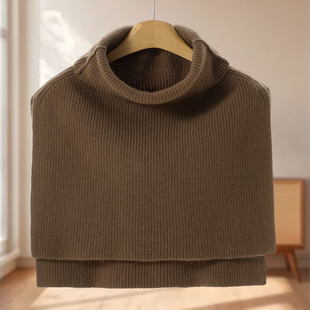 冬装 兹 不规则护肩开叉高领针织披肩278 100羊毛 专柜299