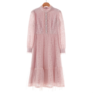 冬装 蕾 网纱木耳花边立领蕾丝连衣裙259 88%锦纶 专柜1299