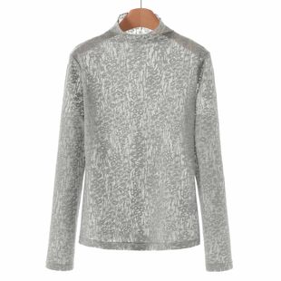 半高领套头立体提花长袖 专柜539 绍 秋装 T恤147 境