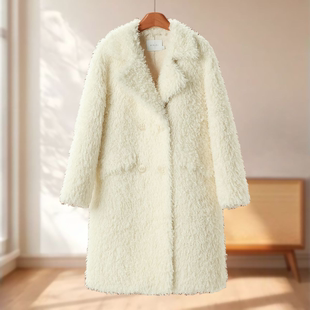 领长款 专柜1599 仿羊滩毛茧型廓形西装 冬装 外套385 莫Y