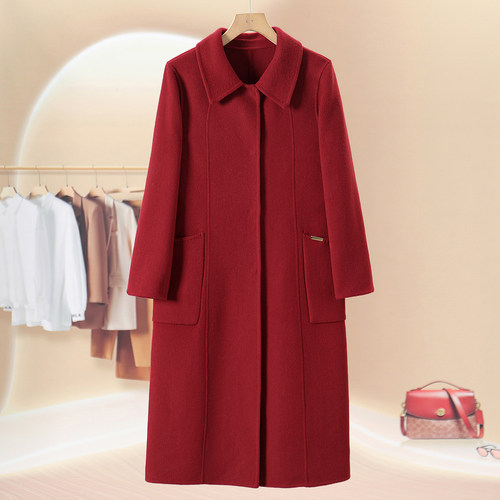 商场撤柜【辉】冬装 方领金属片H型全羊毛双面呢大衣外套H228