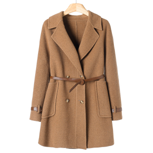 领双排扣配腰带袖 专柜2499 西装 冬装 带双面呢外套071