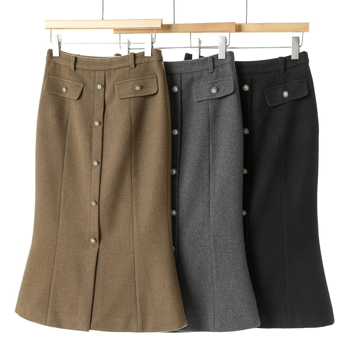 专柜539【卡拉】冬装 包臀假口袋开叉鱼尾半身裙970